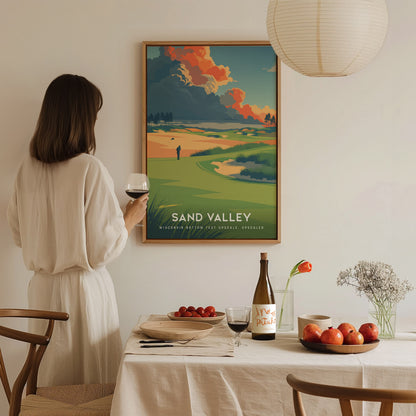 Sand Valley, Wisconsin Poster | Rolling Dunes & Fairways Golf Wall Art — styled in a modern interior