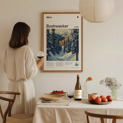 Bushwacker, Telluride Poster | Bold Ski Run Mountain Wall Art — styled in a modern interior