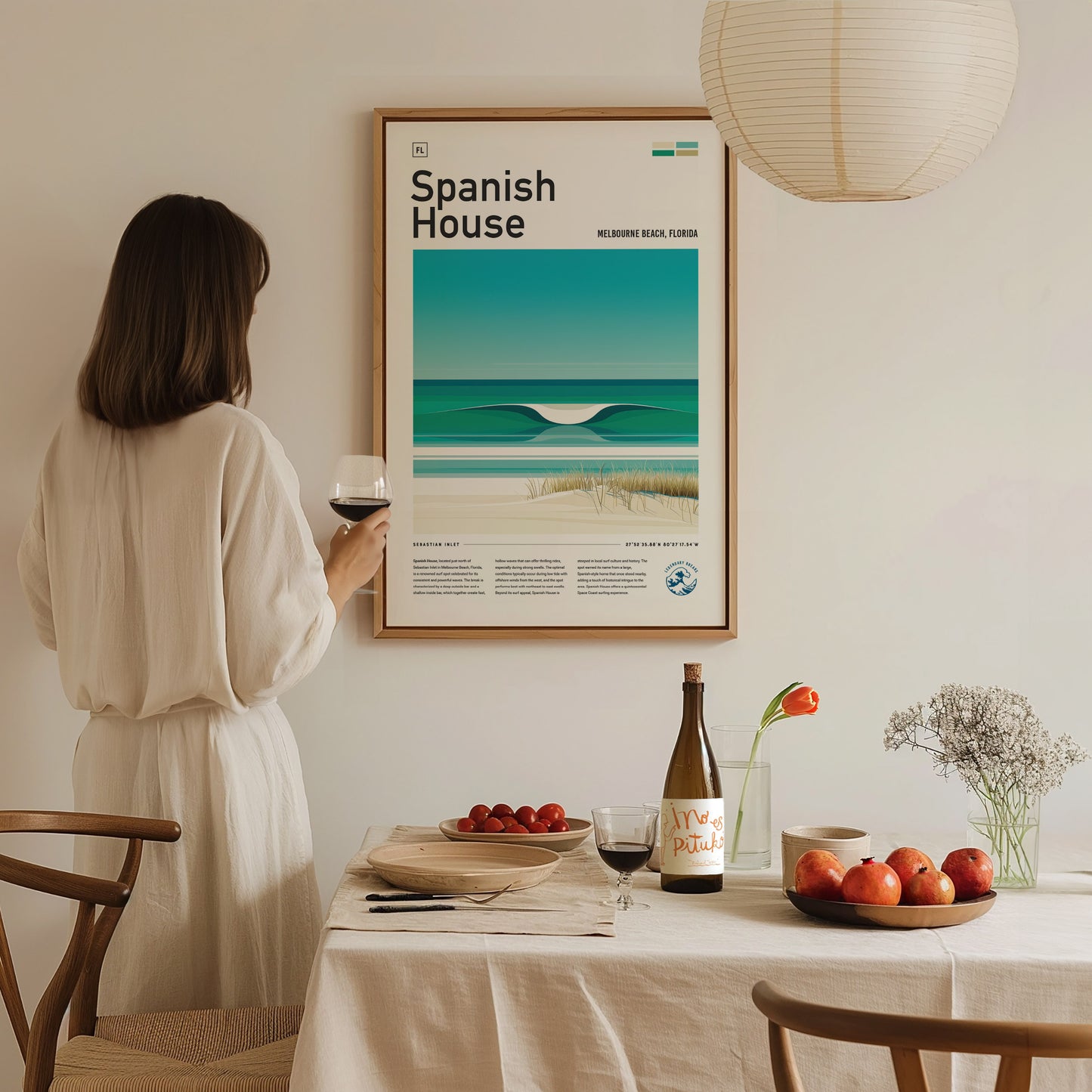 Spanish House Surf Spot Poster | Florida Surfer Wall Art