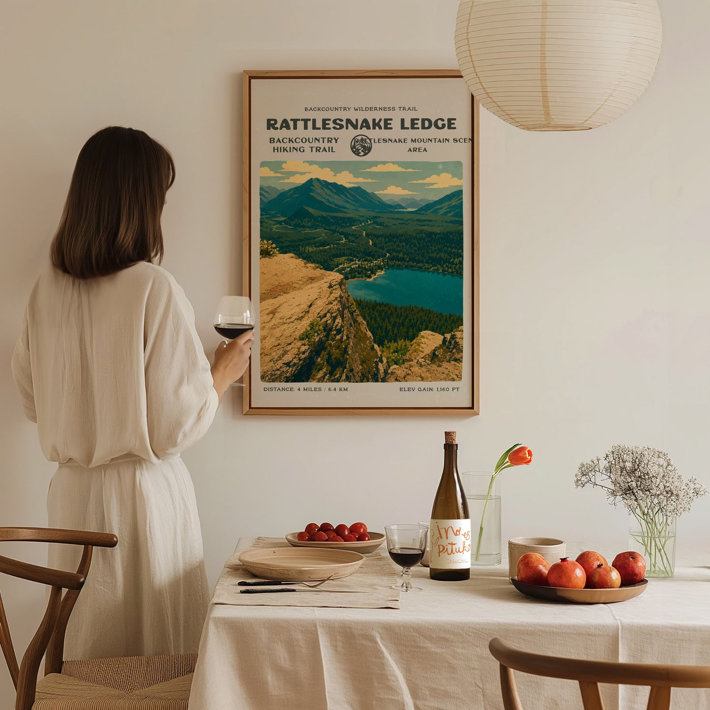 Rattlesnake Ledge, North Bend Poster | Hiker Gift | Bold Summit Views Wall Art — styled in a modern interior