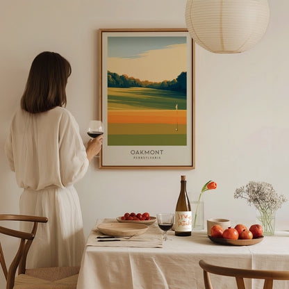 Oakmont Matte Border Poster | Pennsylvania Golf Course Print & Country Club Decor — styled in a modern interior