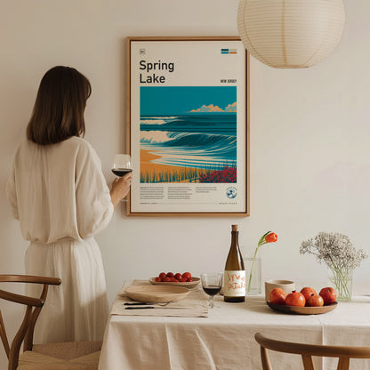 Spring Lake, New Jersey Poster | Surf Wall Art & Coastal Charm Print — styled in a modern interior
