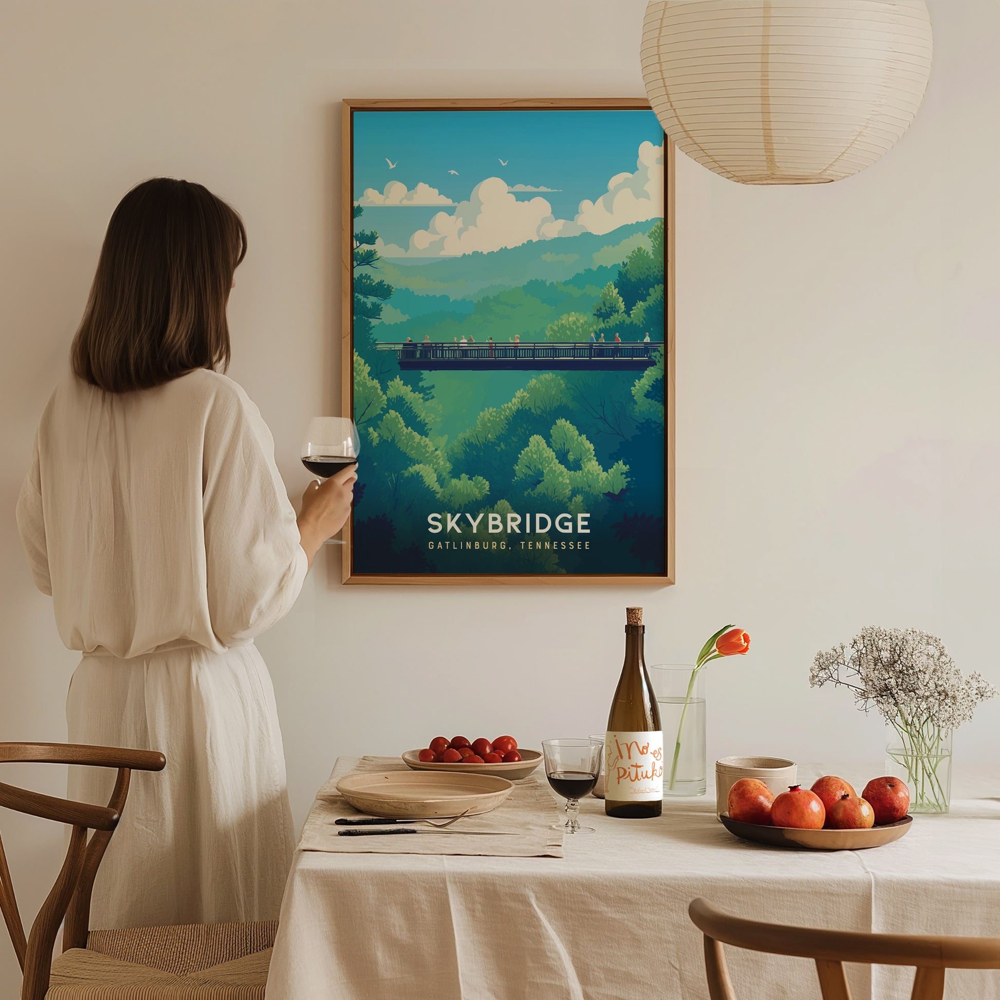 Gatlinburg SkyBridge Poster | Great Smoky Mountains Hiker Wall Art | Framed or Unframed