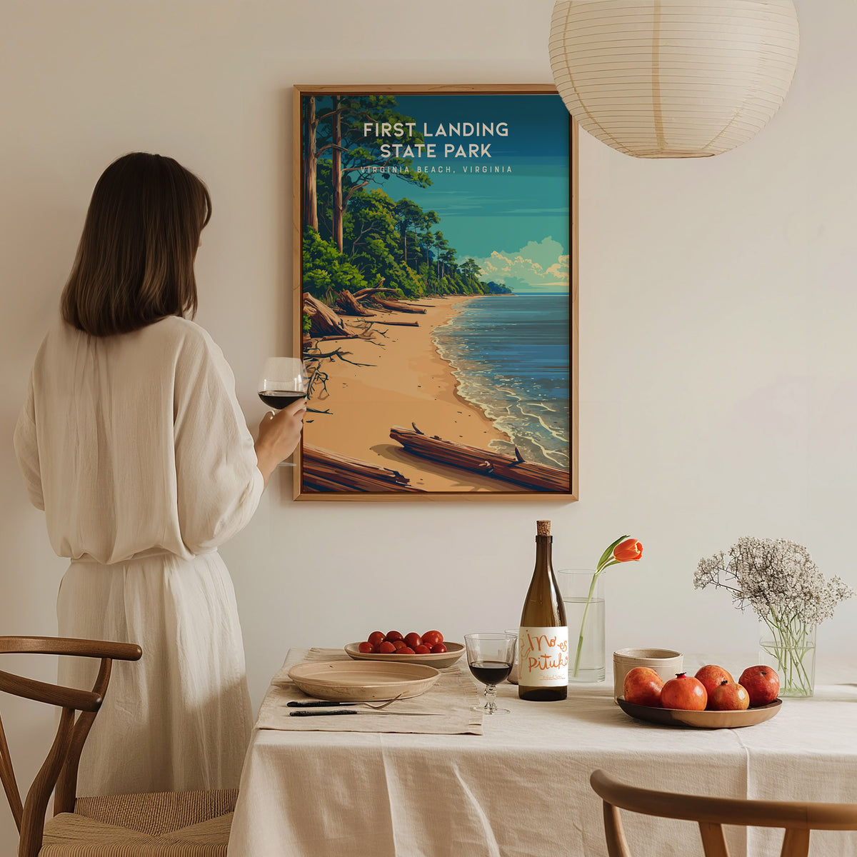First Landing State Park, Virginia Beach, Virginia Poster | Travel Gift Destination Print Wall Art — styled in a modern inter