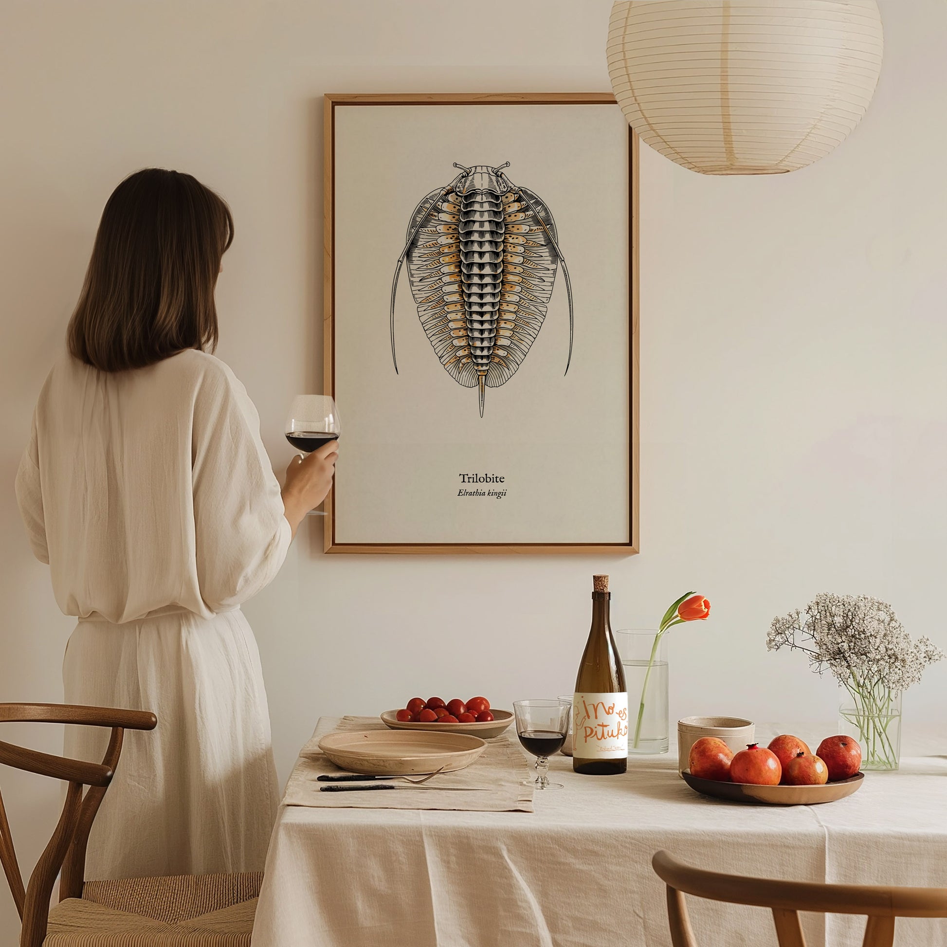 Trilobite Poster | Vintage Elrathia kingii Zoological Illustration Wall Art — styled in a modern interior