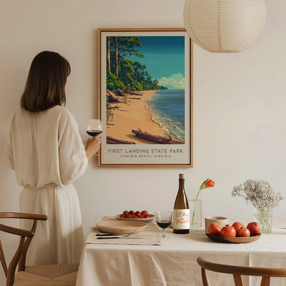 First Landing State Park Matte Border Poster | Virginia Beach, Virginia Coastal Beach Decor — styled in a modern interior