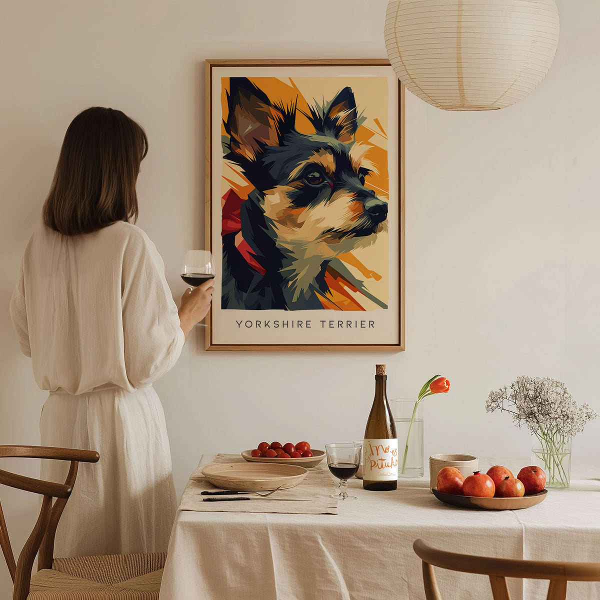 Yorkshire Terrier Poster | Bold & Beautiful Yorkie Portrait Wall Art — styled in a modern interior