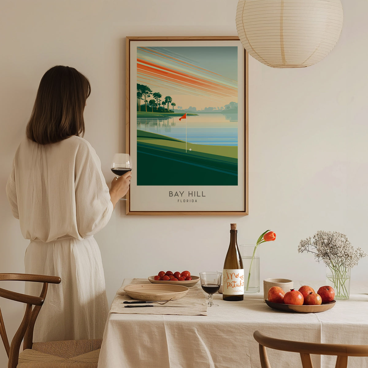 Bay Hill Matte Border Poster | Florida Travel Wall Art — styled in a modern interior