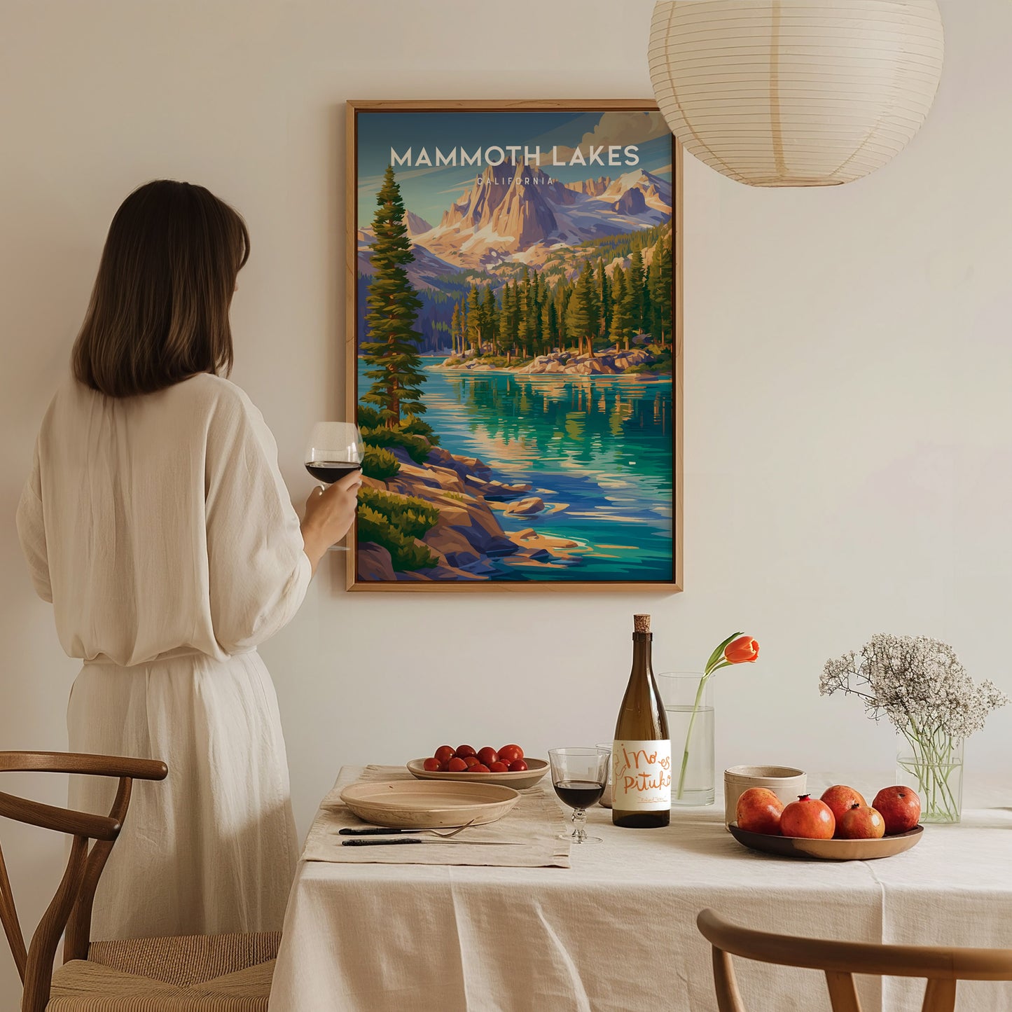 Mammoth Lakes, California Poster | Alpine Lake & Mountain Wilderness Wall Art — styled in a modern interior