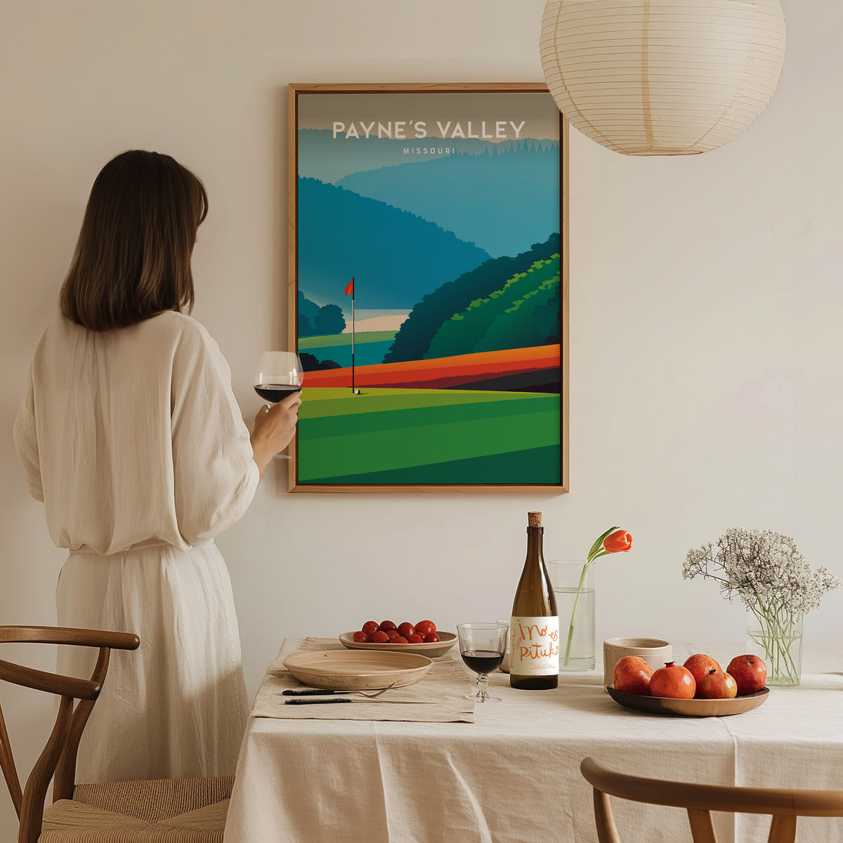 Payne's Valley, Missouri Poster | Links Poster & Golfer Gift Wall Art — styled in a modern interior