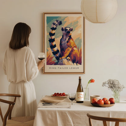 Ring-tailed Lemur Poster | Madagascar Wildlife Wall Art — styled in a modern interior