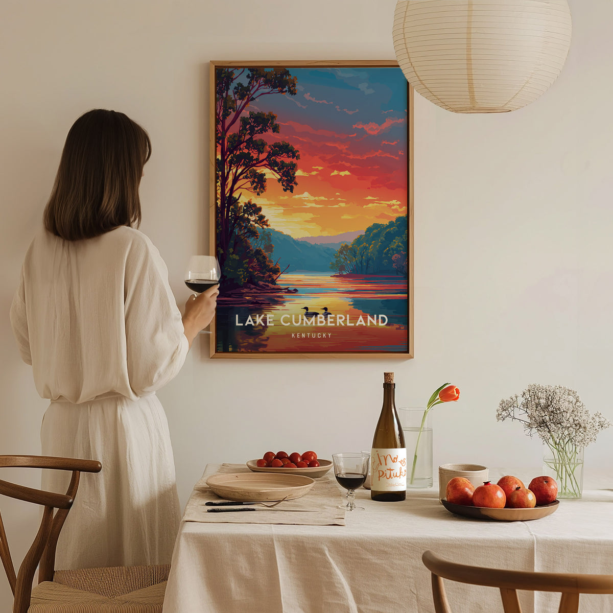 Lake Cumberland, Kentucky Poster | Lakeside Vacation Wall Art — styled in a modern interior