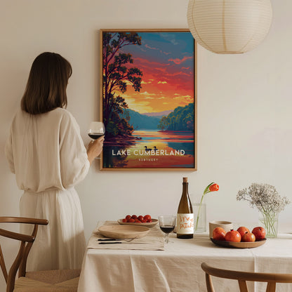 Lake Cumberland, Kentucky Poster | Lakeside Vacation Wall Art — styled in a modern interior