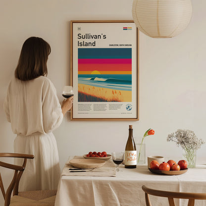 Sullivan's Island, Charleston, South Carolina Poster | Surf Wall Art & Beach House Decor — styled in a modern interior