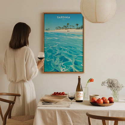 Sardinia Italy Poster | Mediterranean Beach Art | Costa Smeralda Decor