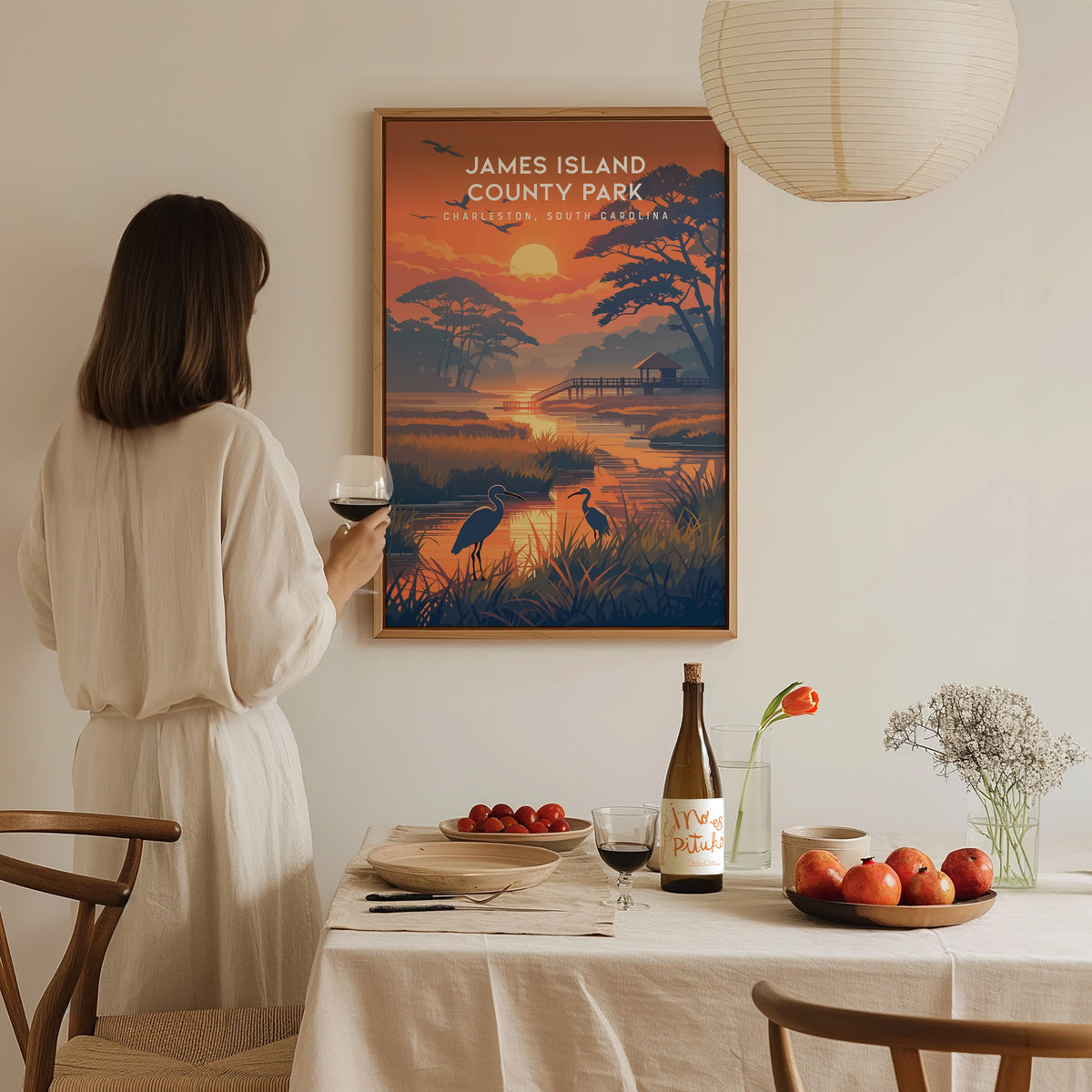James Island County Park, Charleston, South Carolina Poster | Coastal Beach Decor Wall Art — styled in a modern interior