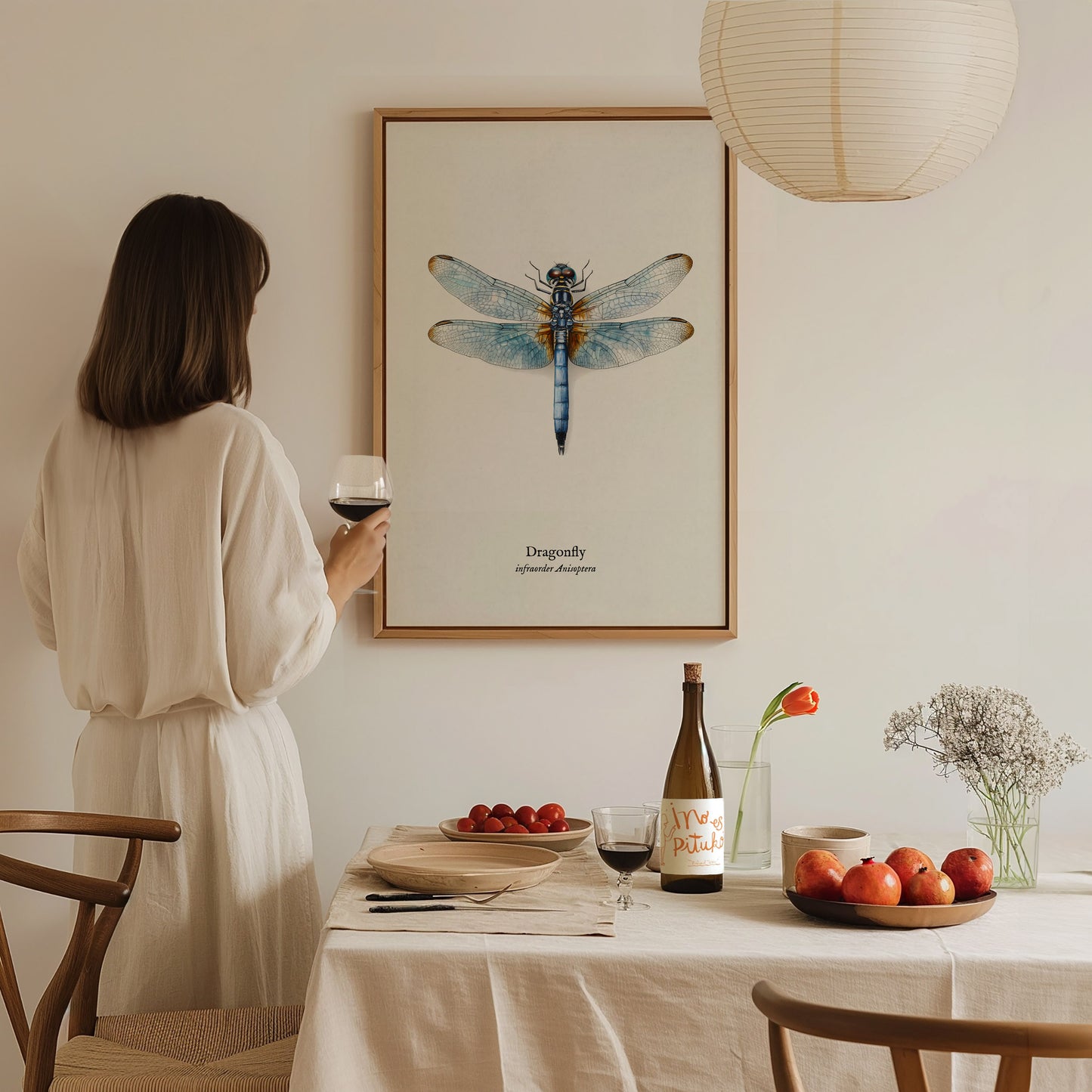 Dragonfly Poster | Vintage Anisoptera Zoological Illustration Wall Art — styled in a modern interior