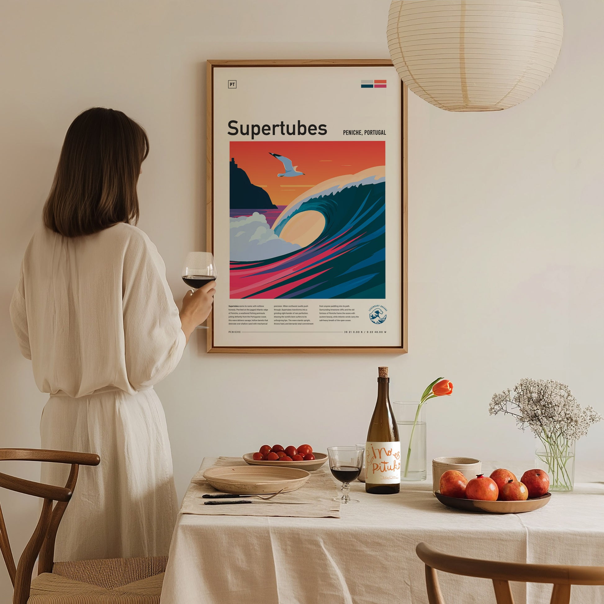 Supertubes, Portugal Poster | Perfect Barrels & Atlantic Swells Wall Art — styled in a modern interior