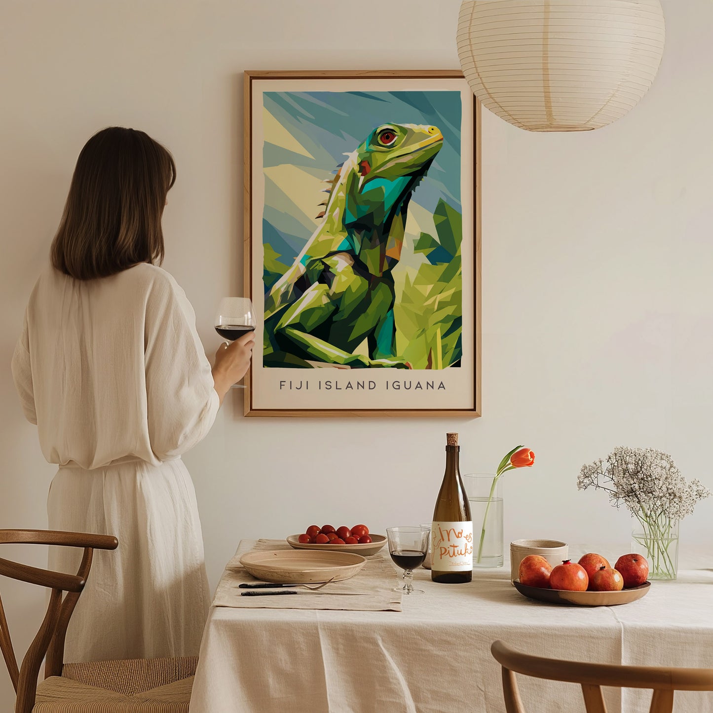 Fiji Island Iguana Poster | Tropical Reptile Paradise Wildlife Wall Art — styled in a modern interior