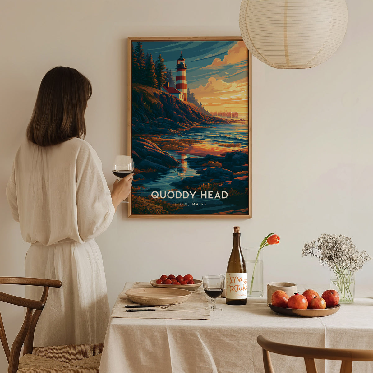 Quoddy Head, Lubec, Maine Poster | Easternmost Lighthouse Travel Wall Art — styled in a modern interior