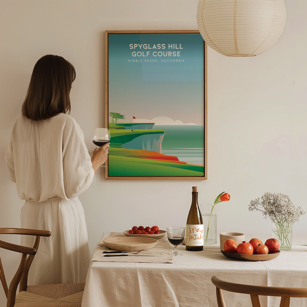 Spyglass Hill Golf Course, Pebble Beach, California Poster | Iconic Links Golfer Gift Wall Art — styled in a modern interior