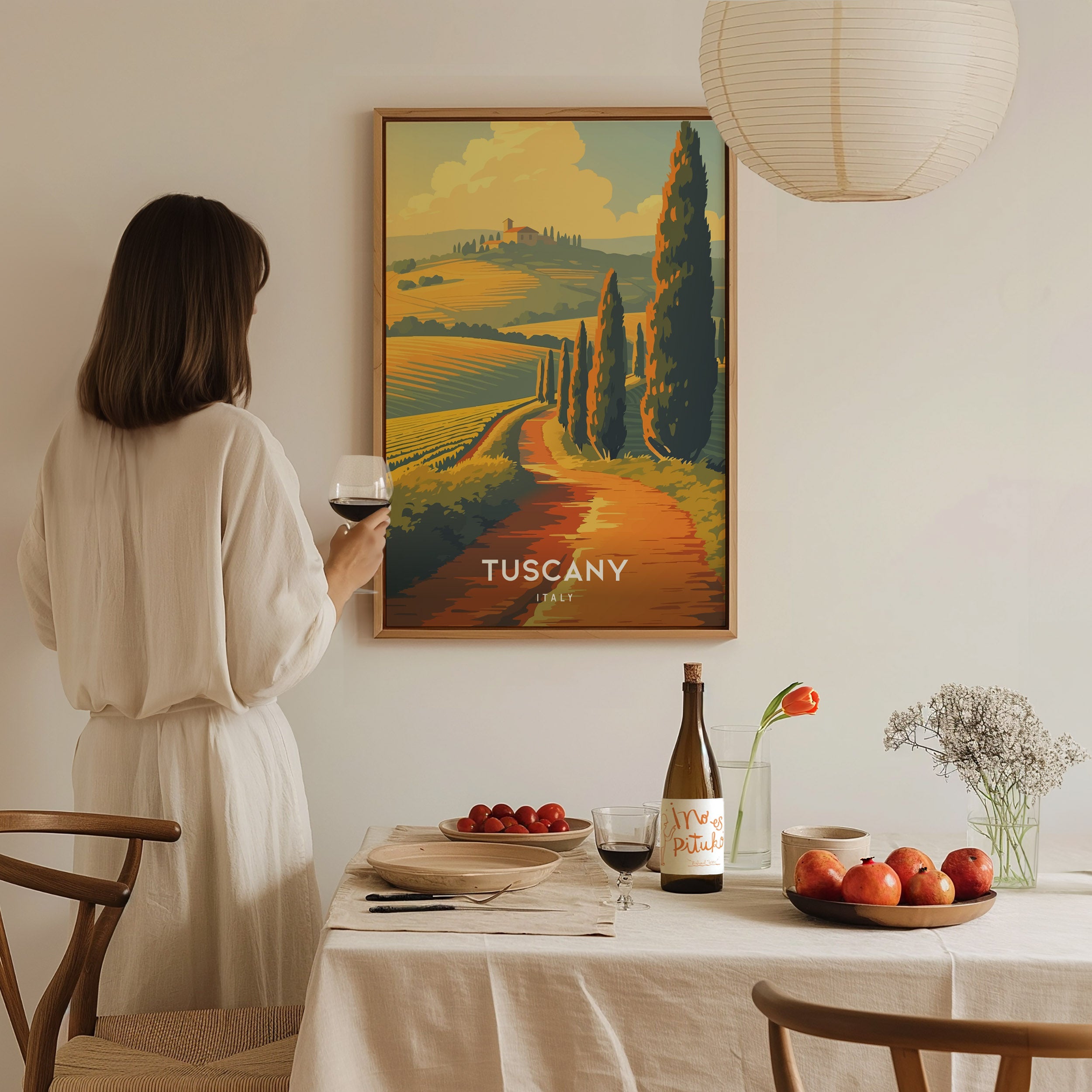 Tuscany, Italy Poster | Rolling Hills & Cypress Golden Hour Wall