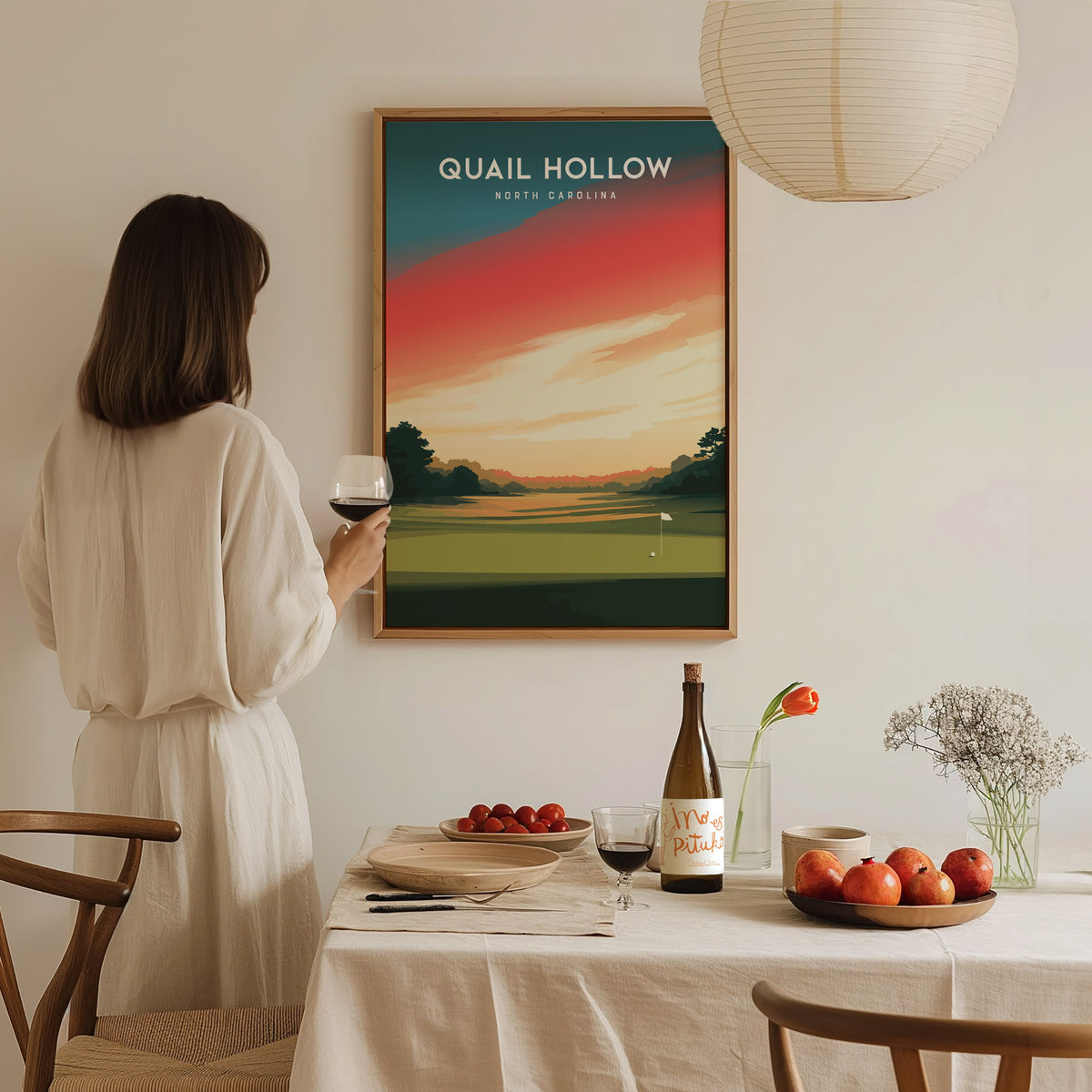 Quail Hollow, North Carolina Poster | Golf Wall Art & Golfer Gift — styled in a modern interior