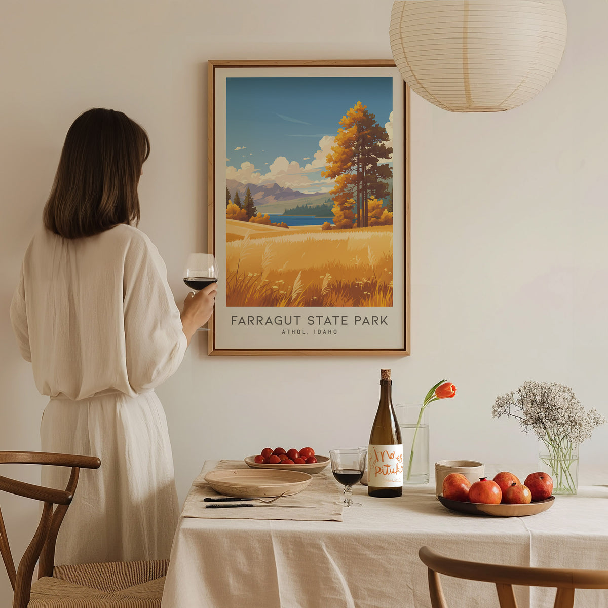 Farragut State Park Matte Border Poster | Athol, Idaho Travel Wall Art — styled in a modern interior
