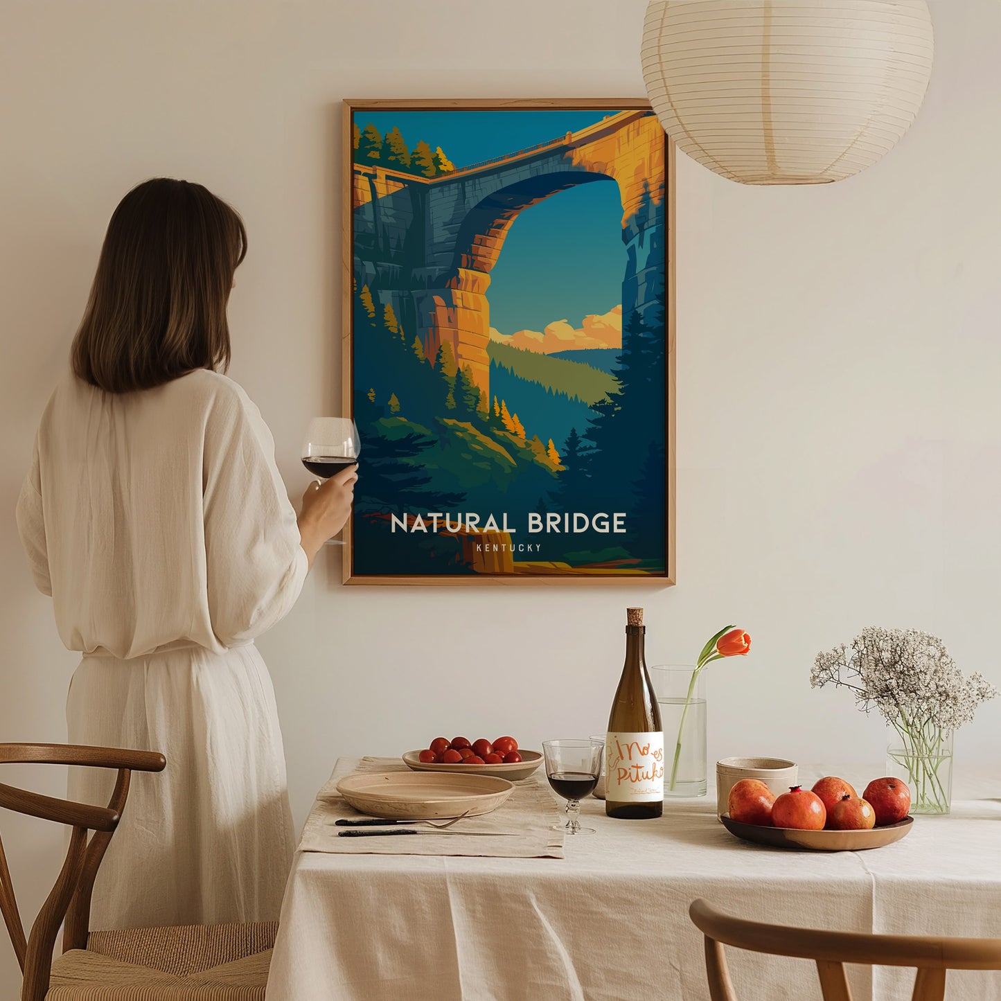 Natural Bridge, Kentucky Poster | Ancient Stone Arch Forest Wall Art — styled in a modern interior