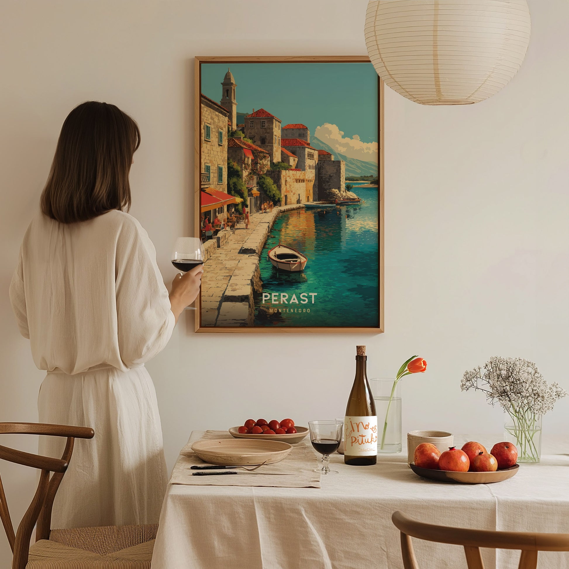 Perast Montenegro Poster | Bay of Kotor Coastal Wall Art Print