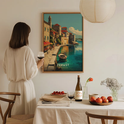 Perast Montenegro Poster | Bay of Kotor Coastal Wall Art Print