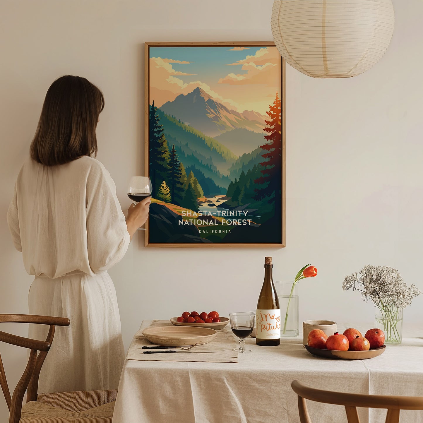 Shasta-Trinity National Forest, California Poster | Mountain Wilderness & Alpine Lake Wall Art — styled in a modern interior