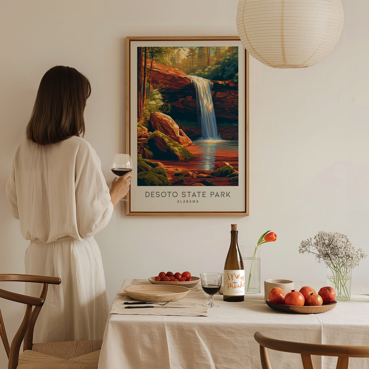 DeSoto State Park Matte Border Poster | Alabama Destination Print Travel Wall Art — styled in a modern interior