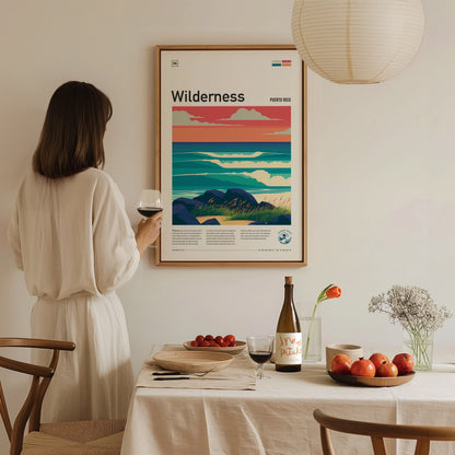 Wilderness, Puerto Rico Poster | Tropical Surf Paradise Wall Art — styled in a modern interior