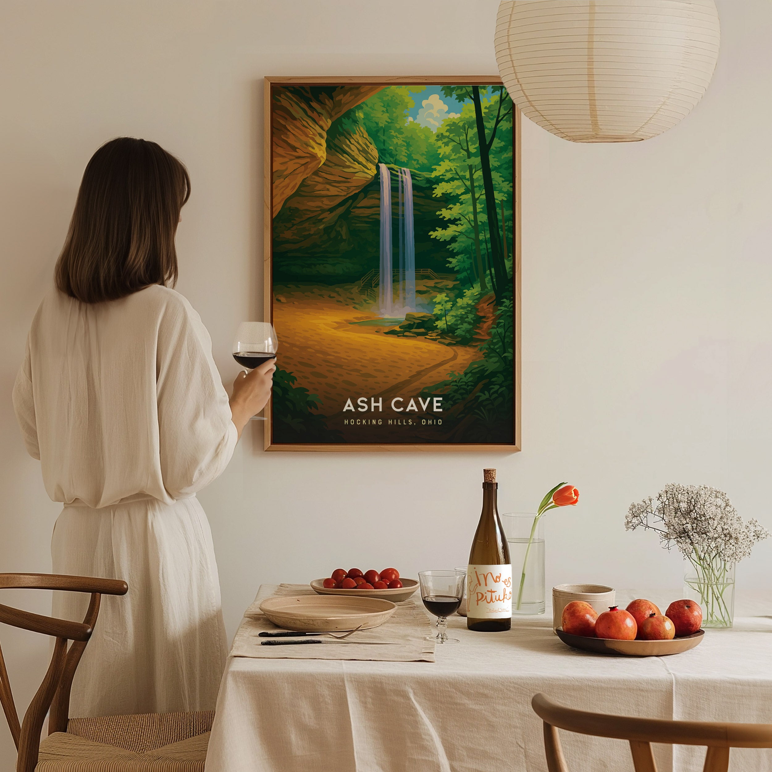 Ash Cave Hocking Hills Poster | Ohio Waterfall Nature Trail Wall