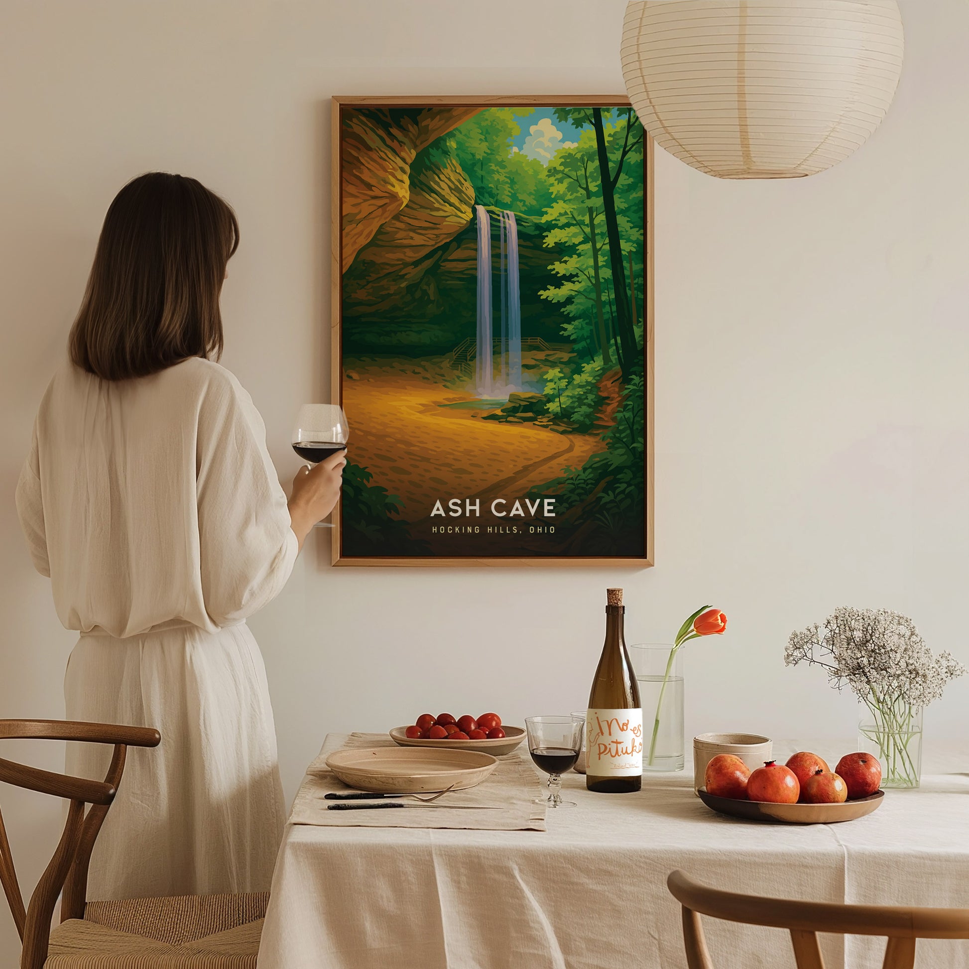 Ash Cave Hocking Hills Poster | Ohio Waterfall Nature Trail Wall Art