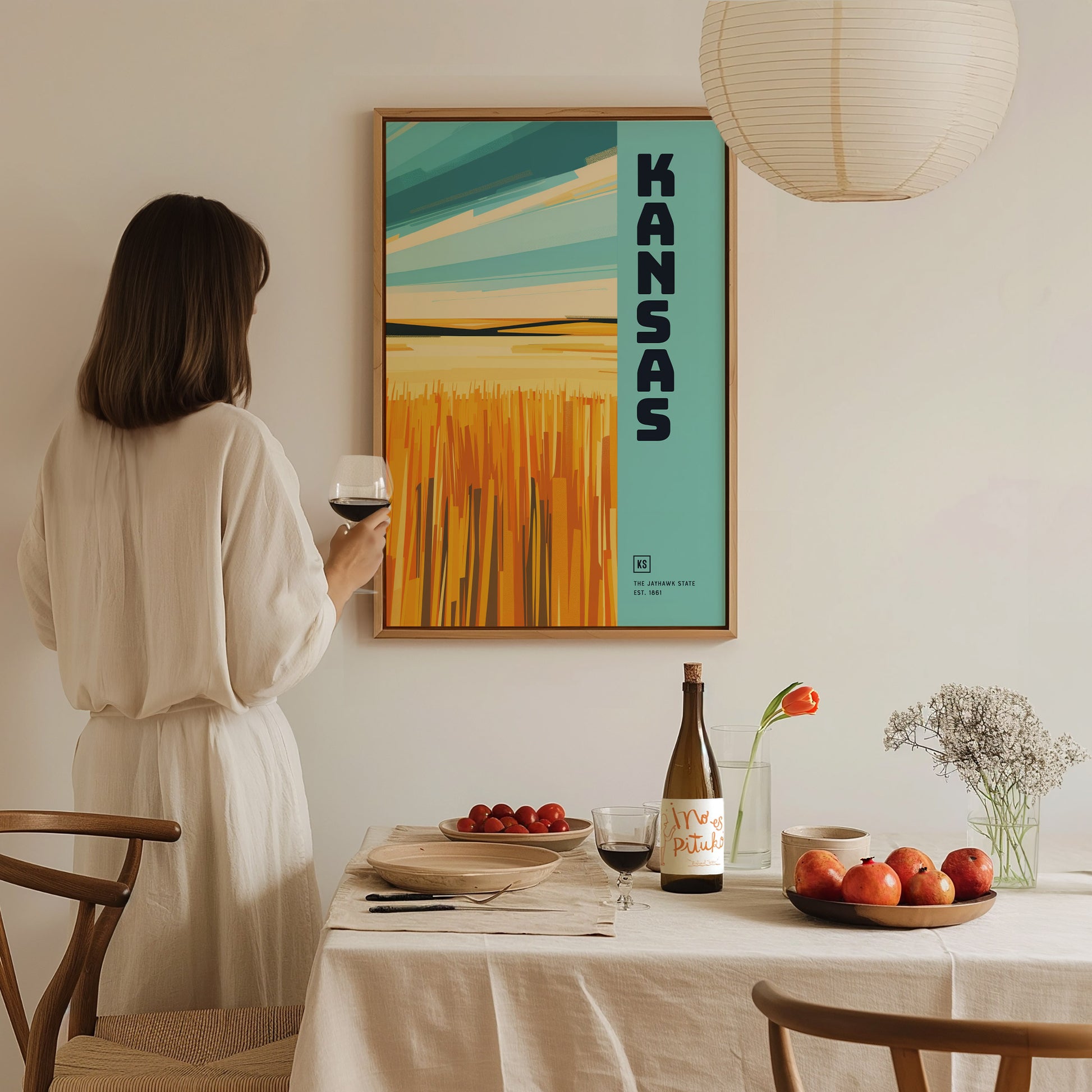 Kansas Jayhawk State Poster | Great Plains Wall Art