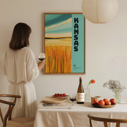 Kansas Jayhawk State Poster | Great Plains Wall Art