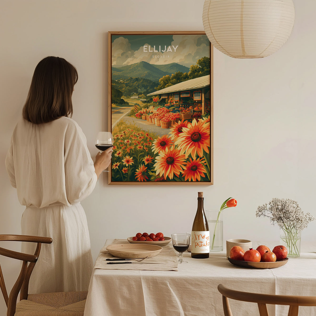 Ellijay, Georgia Poster | Mountain Town Travel Wall Art — styled in a modern interior