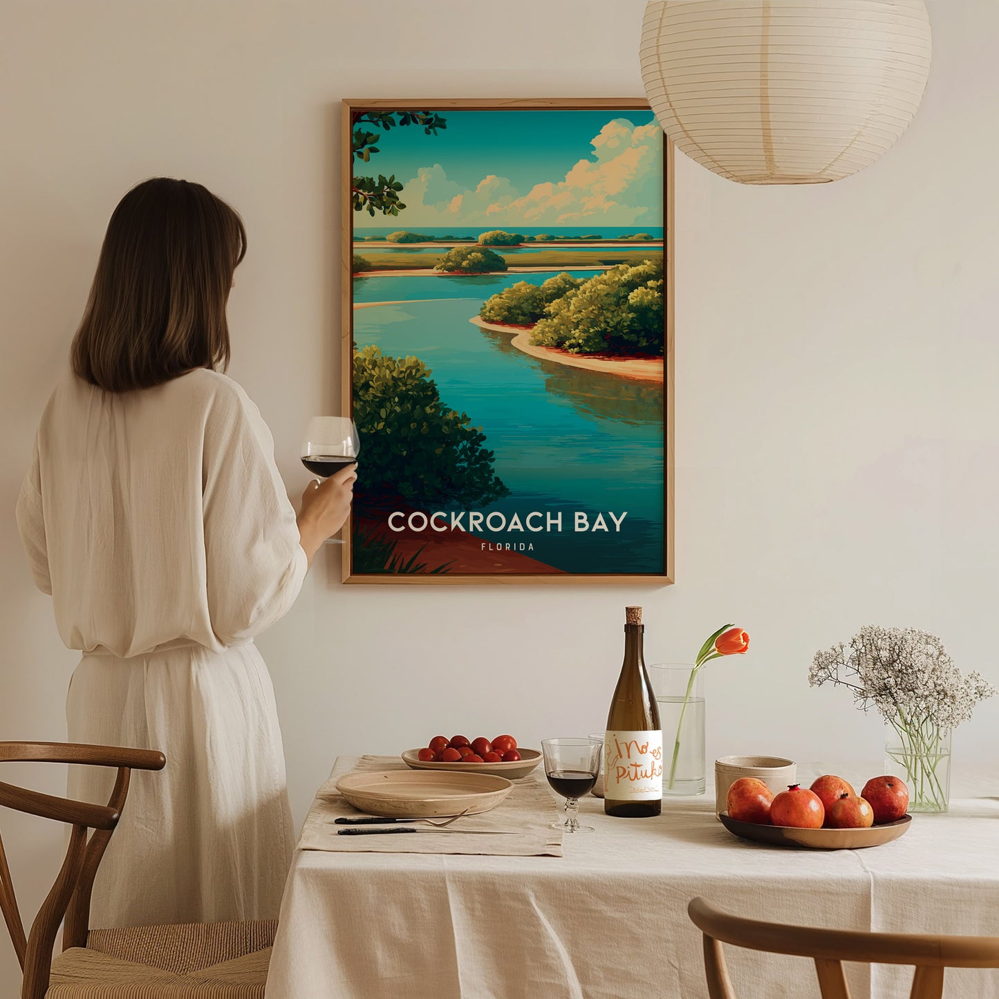 Cockroach Bay, Florida Poster | Mangrove Shores & Wading Birds Wall Art — styled in a modern interior