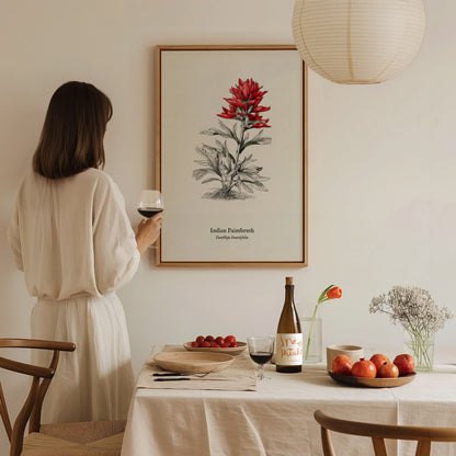 Indian Paintbrush Poster | Castilleja Linariifolia Pen and Ink Print Vintage Botanical Illustration — styled in a modern inte