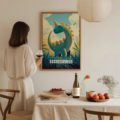 Stegosaurus Poster | Kids Dinosaur Room Art | Nursery Birthday Party Gift