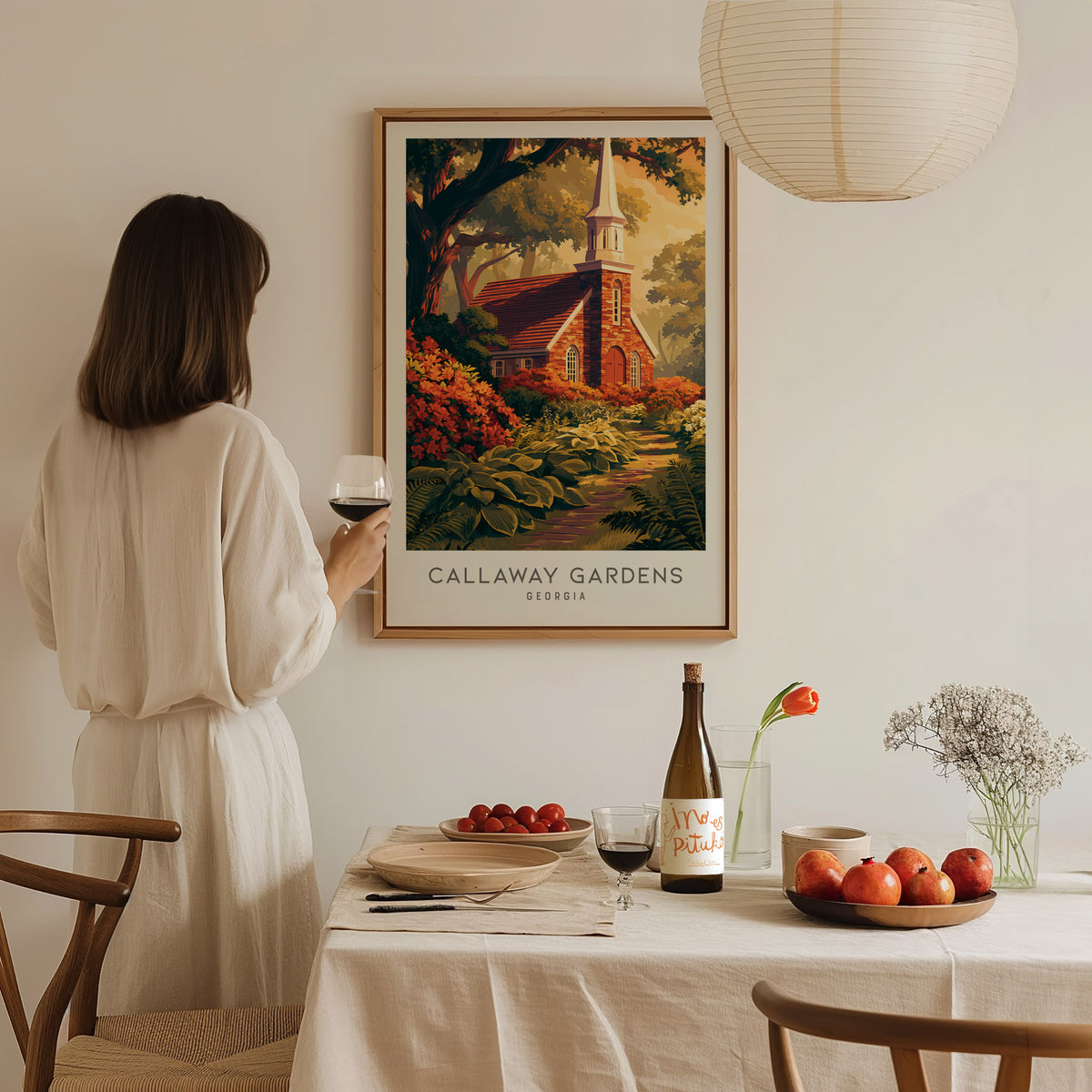 Callaway Gardens Matte Border Poster | Georgia Destination Print Travel Wall Art — styled in a modern interior