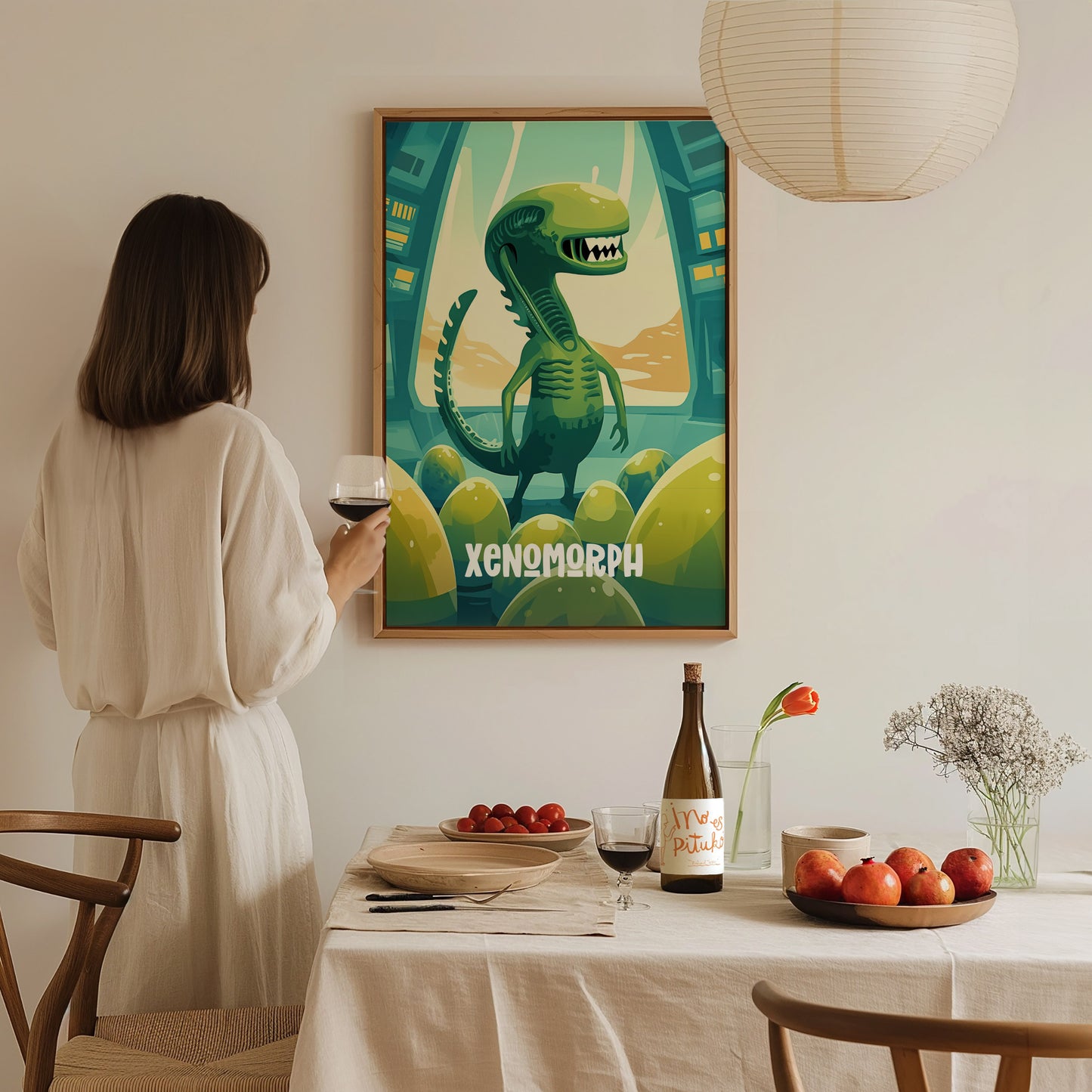 Cute Alien Xenomorph Poster | Kids Room Sci-Fi Creature Wall Art | Framed or Unframed