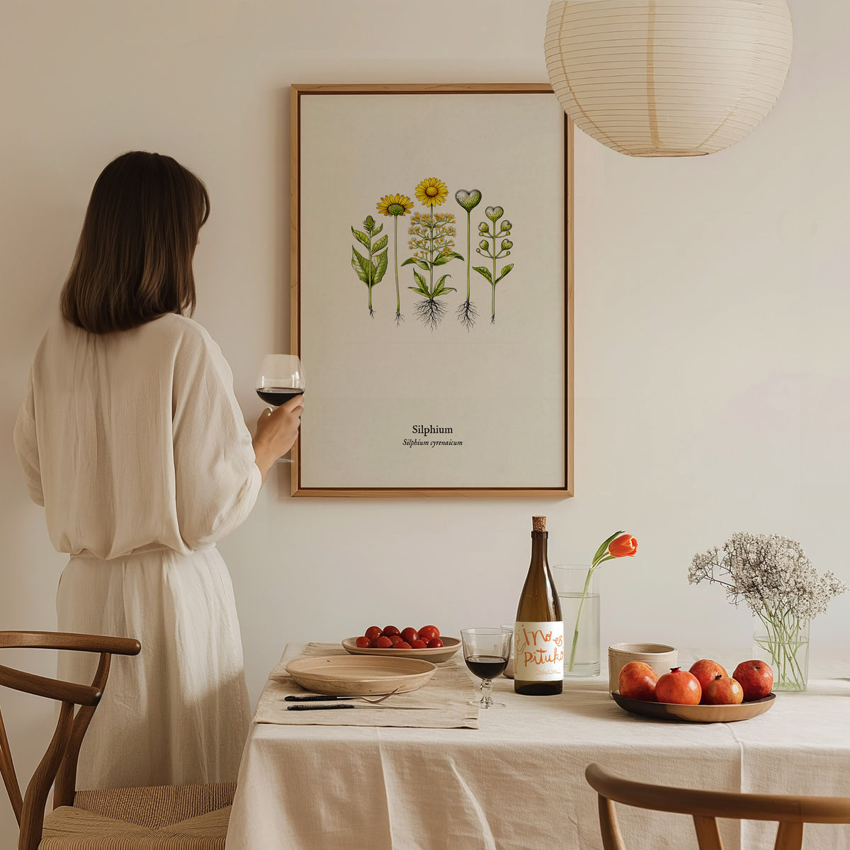 Silphium Poster | Silphium cyrenaicum Pen and Ink Print — Vintage Botanical Illustration Wall Art — styled in a modern interi