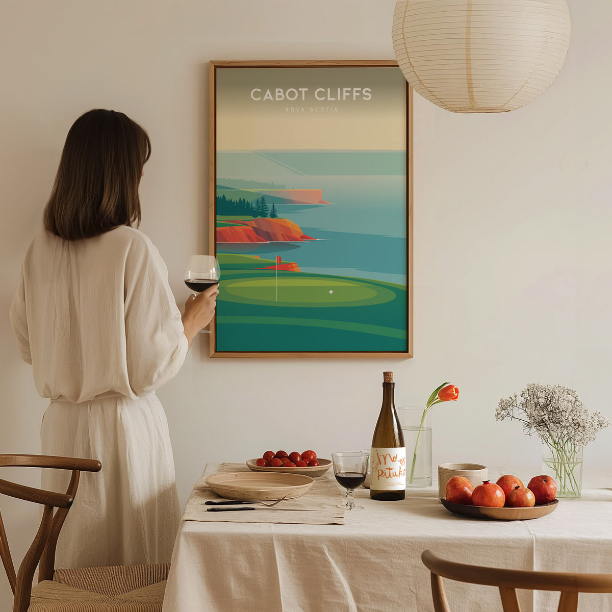 Cabot Cliffs, Nova Scotia Poster | Dramatic Links Golf Course Print Wall Art — styled in a modern interior