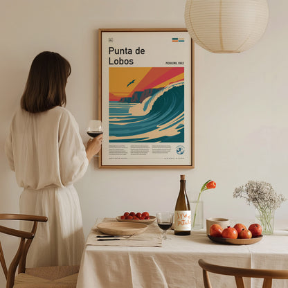 Punta de Lobos, Chile Poster | Dramatic Cliffs & Surf Wall Art — styled in a modern interior