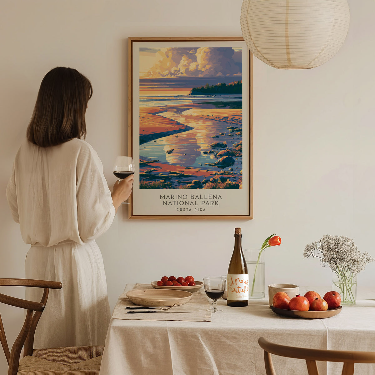 Marino Ballena National Park Matte Border Poster | Costa Rica Travel Wall Art — styled in a modern interior