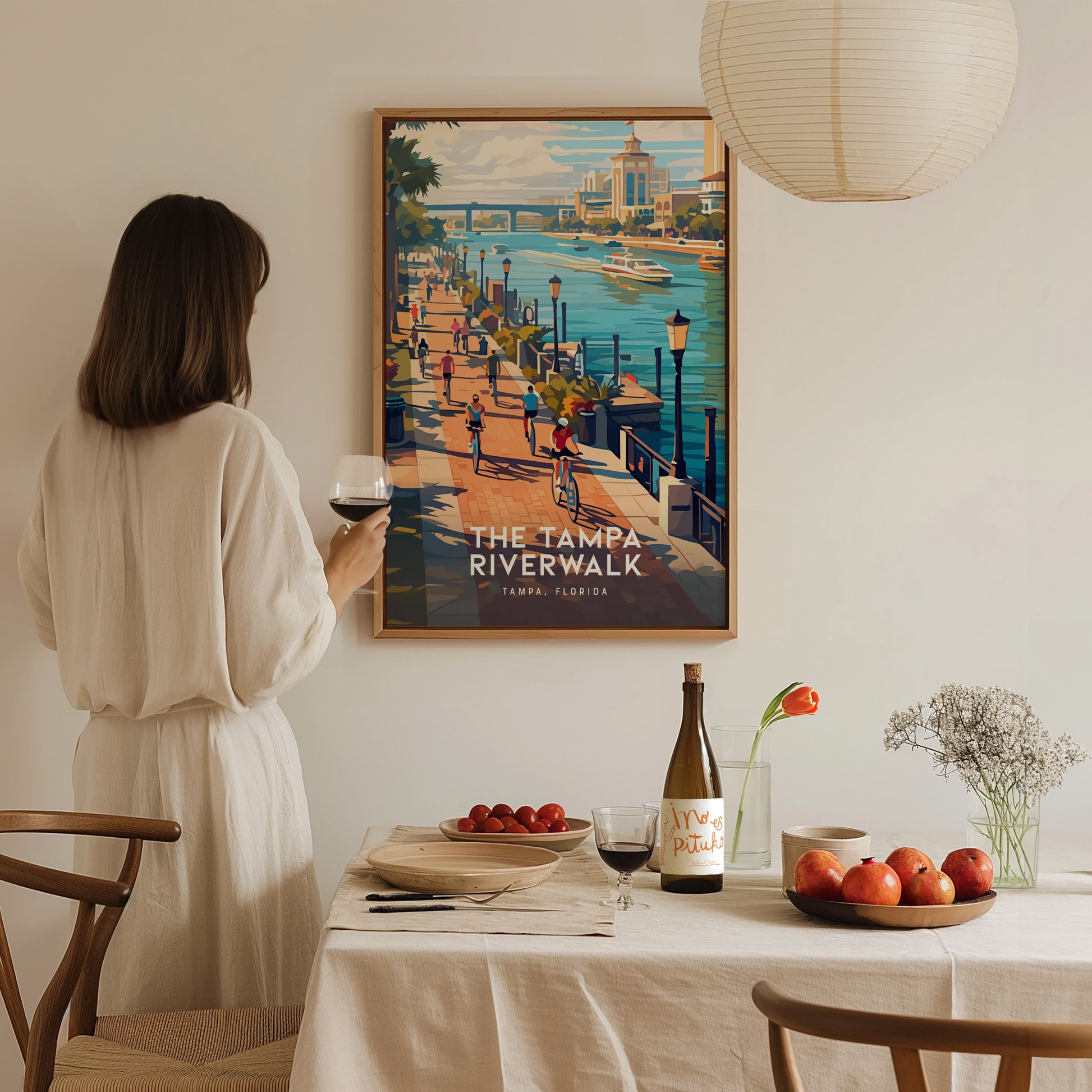 Tampa Riverwalk Poster | Florida Waterfront Art | Downtown TPA Gift