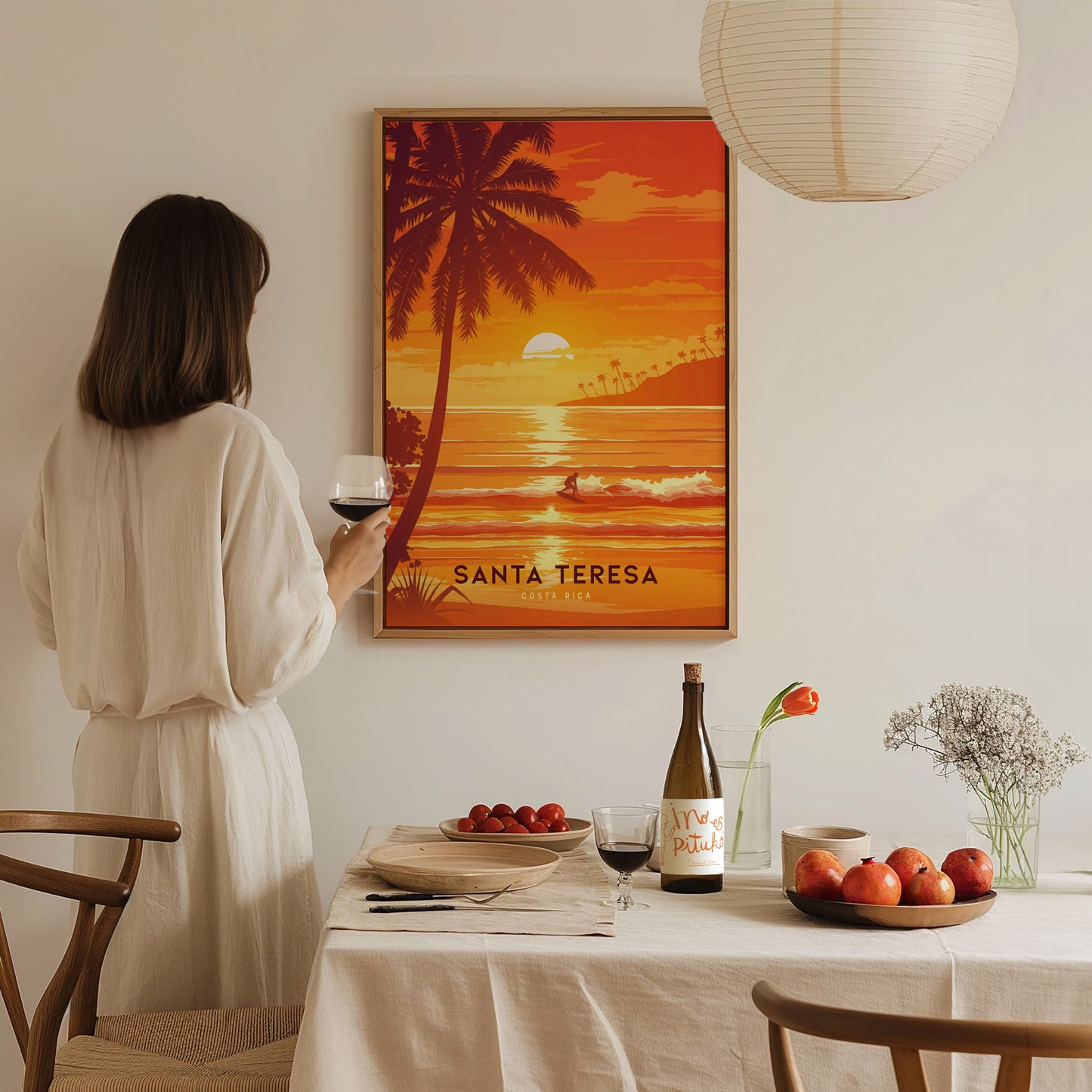 Santa Teresa Costa Rica Poster | Surf Art | Pura Vida Beach Sunset Print